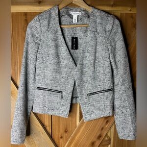 New with Tags White House Black Market Tweed Blazer Size 2 black and white
